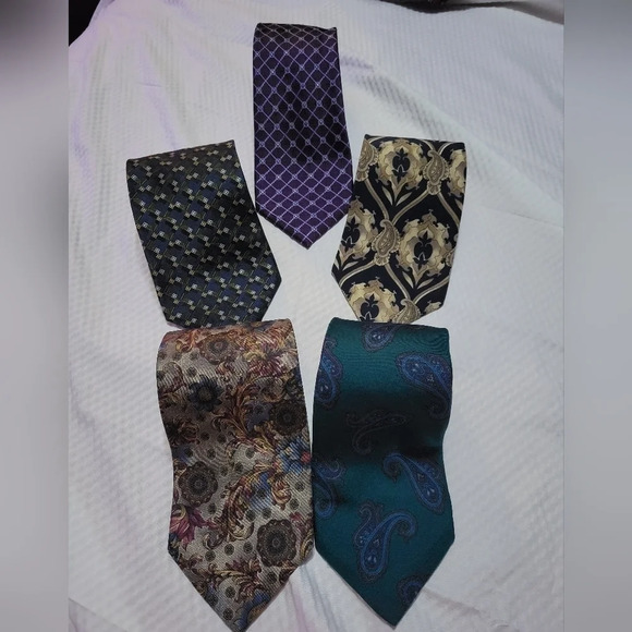 5 Men's 100% Silk Neckties, various prints and designers - see description - Picture 10 of 10